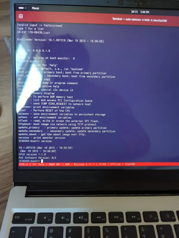 console into switch from laptop